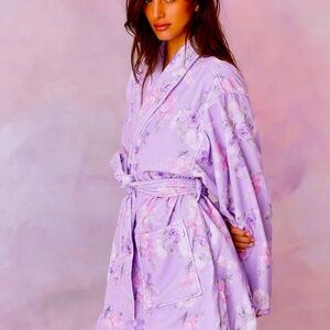 LoveShackFancy Indie Cotton Bath Robe HIBISCUS XS/S